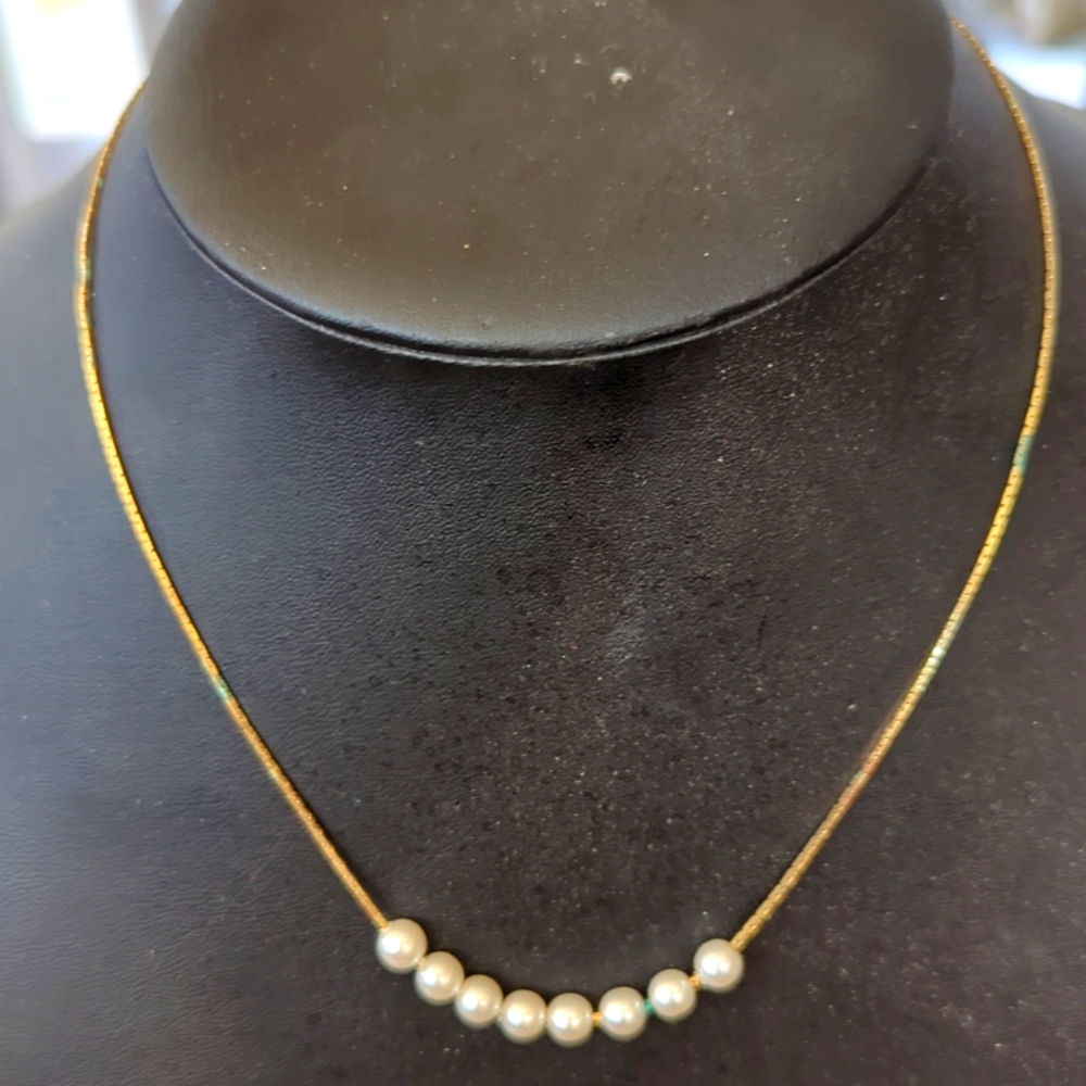 Necklace Gold and Pearl Costume Vintage Korea